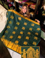 Admirable Dark Green Soft Banarasi Silk Saree With Prominent Blouse Piece