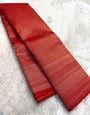 Improbable Red Soft Banarasi Silk Saree With Rhapsodic Blouse Piece