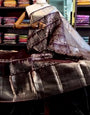 Grandiose Wine Soft Banarasi Silk Saree With Beautiful Blouse Piece