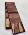 Lassitude Purple Soft Banarasi Silk Saree With Propinquity Blouse Piece