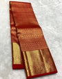 Smashing Red Soft Banarasi Silk Saree With Prodigal Blouse Piece