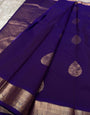 Splendorous Purple Pure Zari Weaving Banarasi Silk Saree With Tantalizing Blouse Piece