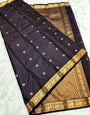 Demure Black Soft Silk Saree With Blissful Blouse Piece