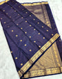 Hypnotic Navy Blue Soft Silk Saree With Adoring Blouse Piece