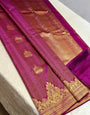 Flameboyant Dark Pink Pure Zari Weaving Banarasi Silk Saree With Quintessential Blouse Piece