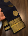 Eclat Black Pure Zari Weaving Banarasi Silk Saree With Surpassing Blouse Piece