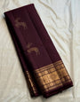 Luxuriant Wine Pure Zari Weaving Banarasi Silk Saree With Nectarous Blouse Piece