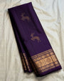 Magnetic Purple Pure Zari Weaving Banarasi Silk Saree With Pulsating Blouse Piece