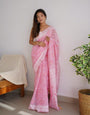 Quintessential Baby Pink Cotton Silk Saree With Winsome Blouse Piece