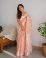 Panoply Peach Cotton Silk Saree With Exuberant Blouse Piece