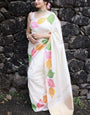 Energetic White Soft Silk Saree With Radiant Blouse Piece