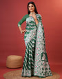 Opulent Green Cotton Silk Saree With Energetic Blouse Piece