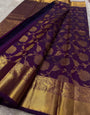 Exuberant Purple Soft Banarasi Silk Saree With Pleasurable Blouse Piece