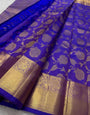 Dissemble Royal Blue Soft Banarasi Silk Saree With Luxuriant Blouse Piece