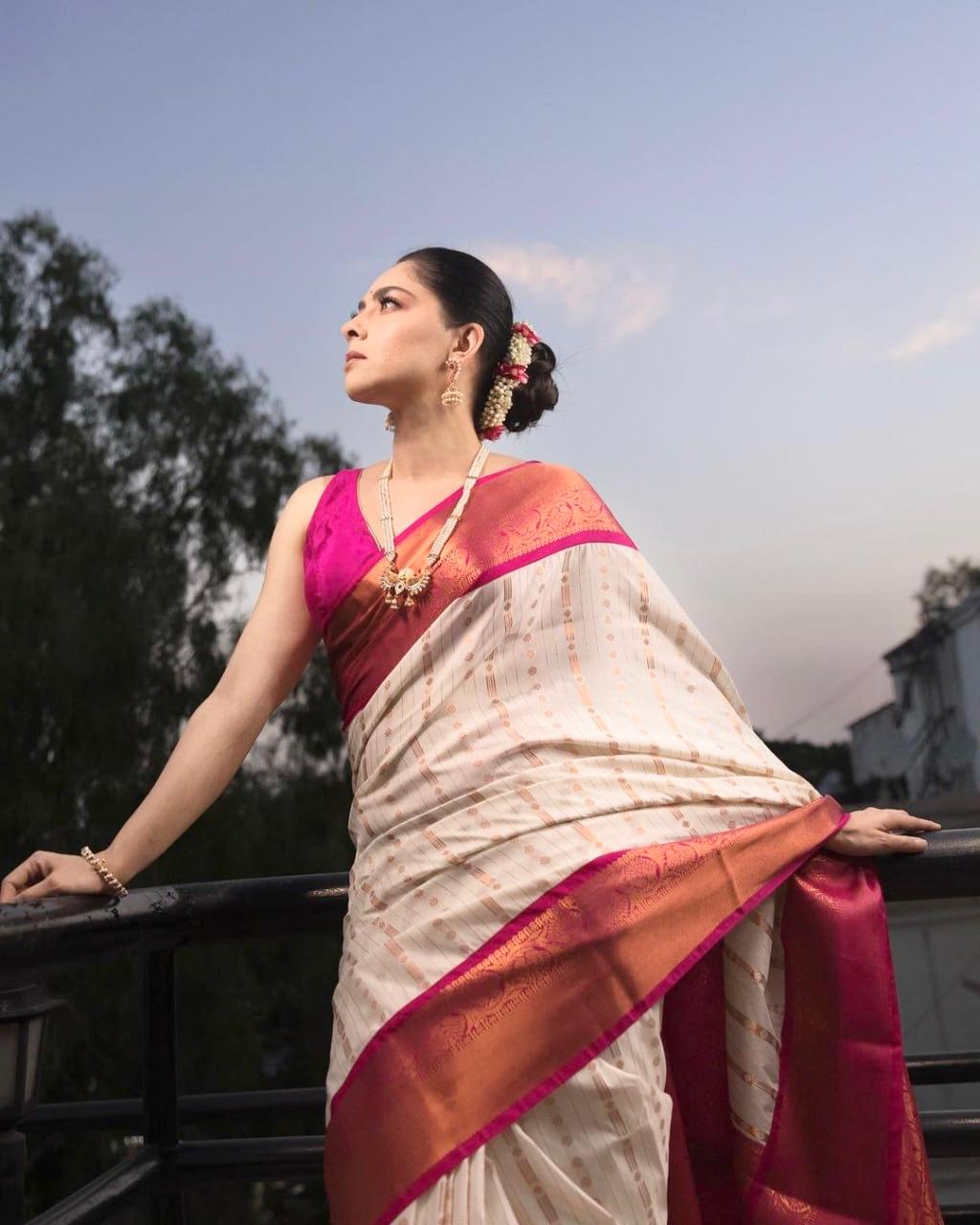 Artistic Beige Soft Silk Saree With Radiant Blouse Piece