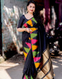 Scrumptious Black Soft Silk Saree With Pulsating Blouse Piece