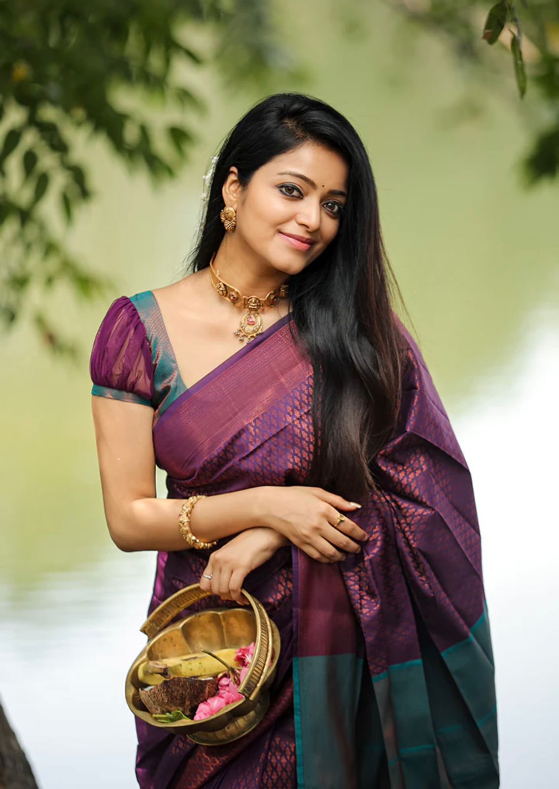 Bucolic Purple Soft Silk Saree With Susurrous Blouse Piece