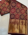 Rhapsody Purple Pure Zari Weaving Banarasi Silk Saree With Enthralling Blouse Piece
