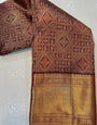 Ebullience Maroon Pure Zari Weaving Banarasi Silk Saree With Adorable Blouse Piece