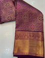 Dalliance Purple Pure Zari Weaving Banarasi Silk Saree With Desiring Blouse Piece