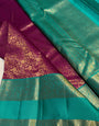 Dulcet Purple Pure Zari Weaving Banarasi Silk Saree With Delightful Blouse Piece