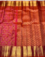 Alluring Dark Pink Pure Zari Weaving Banarasi Silk Saree With Devastating Blouse Piece
