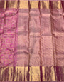 Fragrant Pink Pure Zari Weaving Banarasi Silk Saree With Sonorous Blouse Piece