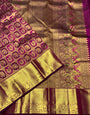Ephemeral Purple Pure Zari Weaving Banarasi Silk Saree With Wonderful Blouse Piece
