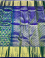 Elision Royal Blue Pure Zari Weaving Banarasi Silk Saree With Petrichor Blouse Piece