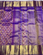 Blooming Royal Purple Pure Zari Weaving Banarasi Silk Saree With Prettiest Blouse Piece