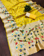 Eloquence Yellow Paithani Silk Saree With Amiable Blouse Piece