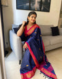 Ethnic Blue Soft Banarasi Silk Saree With Demesne Blouse Piece