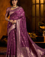 Cynosure Purple Soft Banarasi Silk Saree With Delectable Blouse Piece