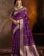 Lissome Wine Soft Banarasi Silk Saree With Beauteous Blouse Piece