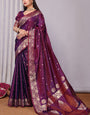 Captivating Wine Soft Banarasi Silk Saree With Pulsating Blouse Piece