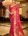 Skinny Dark Pink Organza Silk Saree With Snappy Blouse Piece