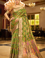 Delightful Mehndi Organza Silk Saree With Alluring Blouse Piece