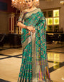 Luminous Rama Organza Silk Saree With Seraphic Blouse Piece
