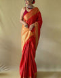Sensational Red Patola Silk Saree with Jubilant Blouse Piece