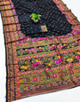 Evocative Black Nylon Dola Pashmina Saree With Elegant Blouse Piece