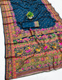 Majestic Blue Nylon Dola Pashmina Saree With Unequalled Blouse Piece