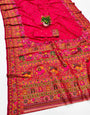 Ratatouille Dark Pink Nylon Dola Pashmina Saree With Panoply Blouse Piece