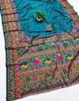 Magnetic Rama Nylon Dola Pashmina Saree With Resplendent Blouse Piece