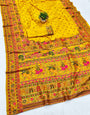 Designer Yellow Nylon Dola Pashmina Saree With Serendipity Blouse Piece