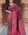 Prodigal Black Pashmina Saree With Ideal Blouse Piece