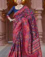 Appealing Navy Blue Pashmina Saree With Invaluable Blouse Piece