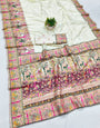 Breathtaking Beige Nylon Dola Pashmina Saree With Gossamer Blouse Piece