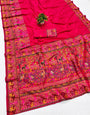 Engrossing Dark Pink Nylon Dola Pashmina Saree With Confounding Blouse Piece
