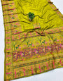 Fragrant Mehndi Nylon Dola Pashmina Saree With Staring Blouse Piece
