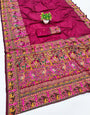 Exuberant Wine Nylon Dola Pashmina Saree With Twirling Blouse Piece